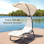 Patio Hanging Chaise Lounge Swing Lounge Chair with Removable Canopy