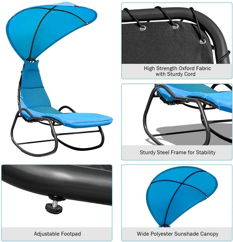 Patio Hanging Chaise Lounge Swing Lounge Chair with Removable Canopy