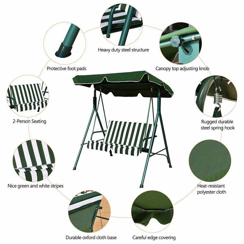 2 Person Weather Resistant Patio Canopy Swing - Bestoutdor