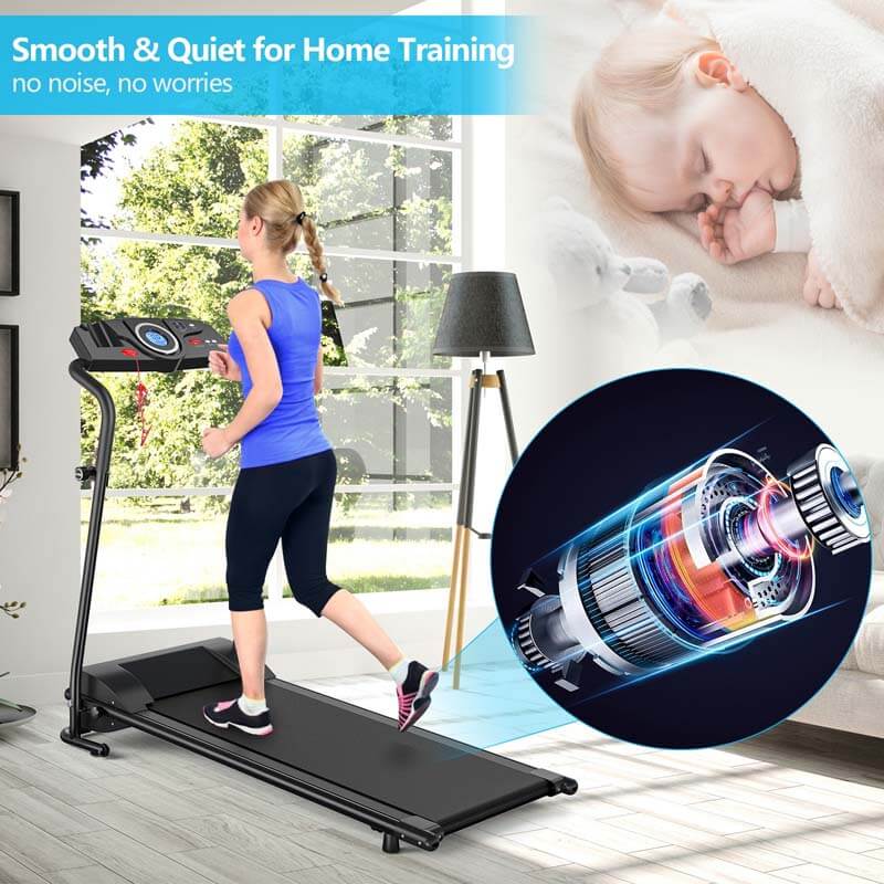 Compact Folding Treadmill 1 HP Motorized Power Running Machine Walking Jogging Machine Built-in 2 Workout Modes