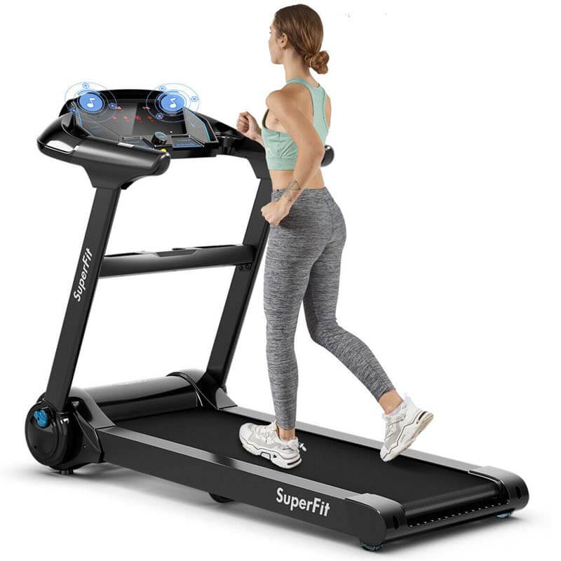 Folding Treadmill 2.25 HP Motorized Treadmill Portable Compact Running Machine For Home Office with LED Touch Display & APP Control