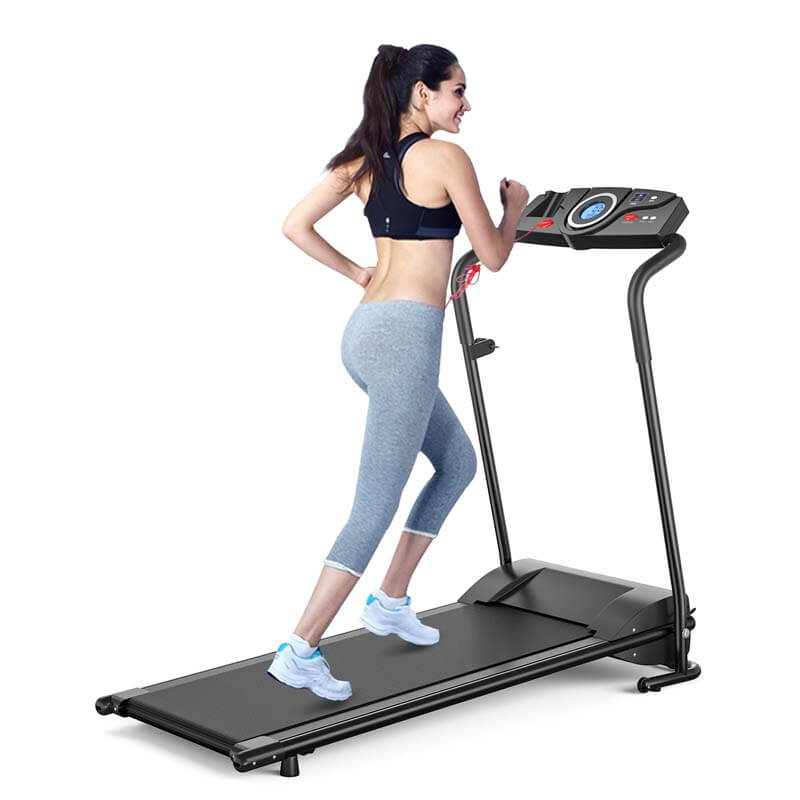 Compact Folding Treadmill 1 HP Motorized Power Running Machine Walking Jogging Machine Built-in 2 Workout Modes