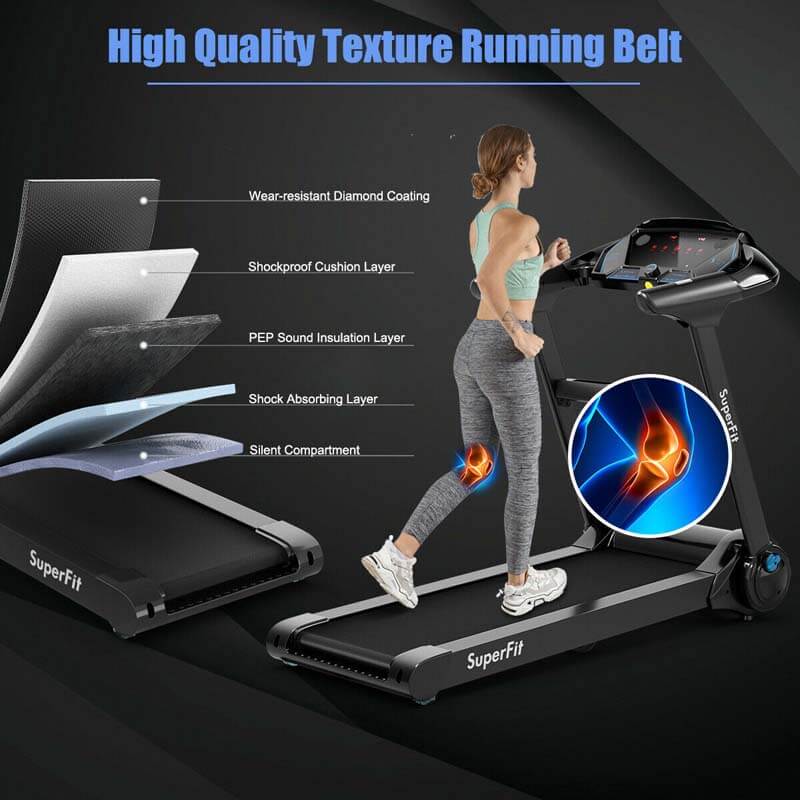 Folding Treadmill 2.25 HP Motorized Treadmill Portable Compact Running Machine For Home Office with LED Touch Display & APP Control