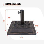 17.5'' Patio Umbrella Base Stand Heavy Duty (Square) - Bestoutdor