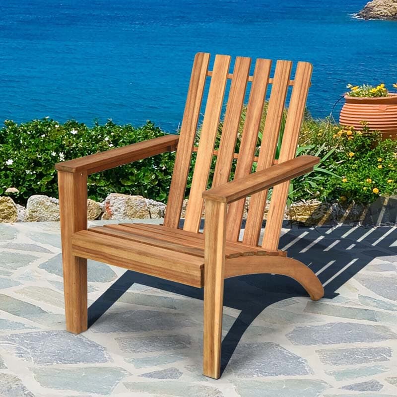 Outdoor Acacia Wood Adirondack Chair Weather Resistant Patio Adirondack Armchair for Garden Backyard