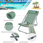 2 Pack Folding Backpack Beach Chairs Portable Camping Chairs Summer Deckchairs with 3 Adjustable Positions & Headrest