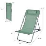 2 Pack Folding Backpack Beach Chairs Portable Camping Chairs Summer Deckchairs with 3 Adjustable Positions & Headrest