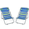 2 Pack Folding Backpack Beach Chairs Portable Camping Chairs Summer Deckchairs with 3 Adjustable Positions & Headrest