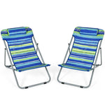 2 Pack Folding Backpack Beach Chairs Portable Camping Chairs Summer Deckchairs with 3 Adjustable Positions & Headrest