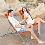 2 Pack Folding Backpack Beach Chairs Portable Camping Chairs Summer Deckchairs with 3 Adjustable Positions & Headrest