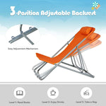 2 Pack Folding Backpack Beach Chairs Portable Camping Chairs Summer Deckchairs with 3 Adjustable Positions & Headrest