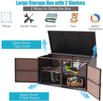 88 Gallon Wicker Deck Box Rattan Outdoor Storage Box Patio Container Cabinet with Separate Storage Shelf