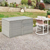 88 Gallon Wicker Deck Box Rattan Outdoor Storage Box Patio Container Cabinet with Separate Storage Shelf