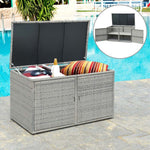 88 Gallon Wicker Deck Box Rattan Outdoor Storage Box Patio Container Cabinet with Separate Storage Shelf