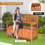 Wood Outdoor Storage Bench 33-Galon Large Deck Box Bench with Removable Dustproof Liner