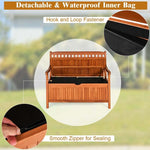 Wood Outdoor Storage Bench 33-Galon Large Deck Box Bench with Removable Dustproof Liner