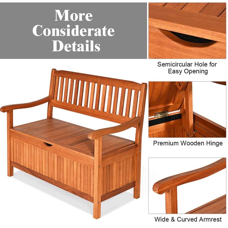 Wood Outdoor Storage Bench 33-Galon Large Deck Box Bench with Removable Dustproof Liner