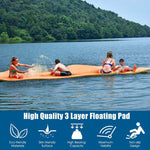 12' x 6' Floating Water Pad 3 Layer Tear-Resistant XPE Foam Water Mat Roll-Up Floating Island for Pool Lake with Mooring Device & Straps