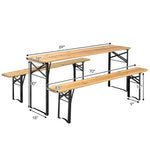 3 Pcs Folding Picnic Table Bench Set 70'' Portable Wooden Beer Garden Table with Seating