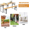 3 Pcs Folding Picnic Table Bench Set 70'' Portable Wooden Beer Garden Table with Seating