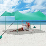 10 FT x 9 FT Family Beach Tent Canopy Outdoor Sunshade with 4 Poles Sandbag Anchors