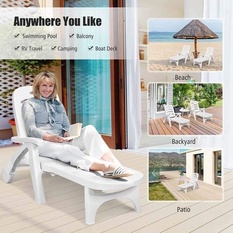 5 Position Adjustable Folding Patio Deck Chair Recliner - Bestoutdor