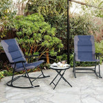 3 Pcs Outdoor Folding Rocking Chair Table Set with Cushion - Bestoutdor