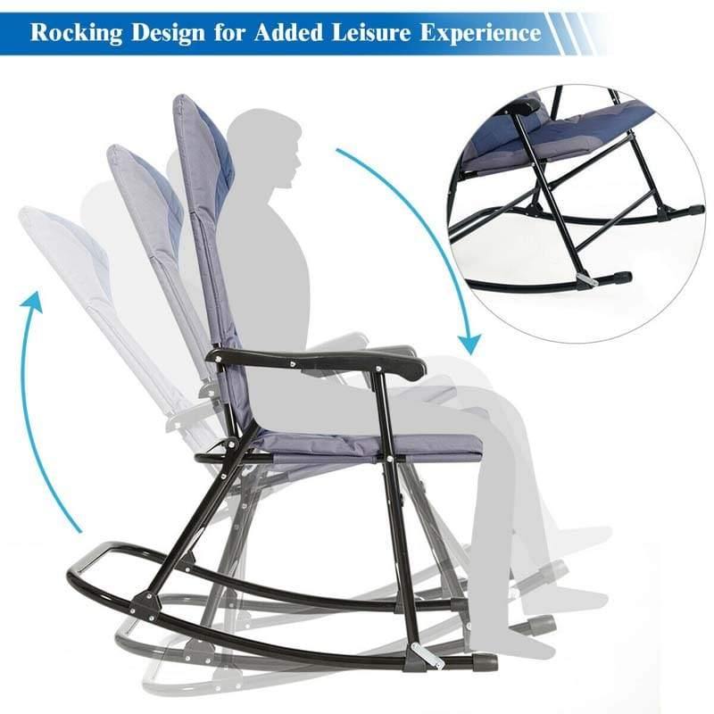 3 Pcs Outdoor Folding Rocking Chair Table Set with Cushion - Bestoutdor