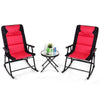 3 Pcs Outdoor Folding Rocking Chair Table Set with Cushion - Bestoutdor