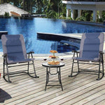 3 Pcs Outdoor Folding Rocking Chair Table Set with Cushion - Bestoutdor