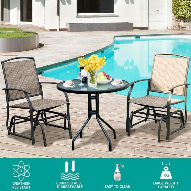 2 Pcs Patio Swing Single Glider Chair Rocking Seating - Bestoutdor