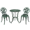 3-Piece Cast Aluminum Patio Bistro Set Rose Design Outdoor Furniture Set with Coffee Table