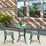 3-Piece Cast Aluminum Patio Bistro Set Rose Design Outdoor Furniture Set with Coffee Table