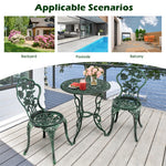 3-Piece Cast Aluminum Patio Bistro Set Rose Design Outdoor Furniture Set with Coffee Table