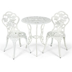 3-Piece Cast Aluminum Patio Bistro Set Rose Design Outdoor Furniture Set with Coffee Table