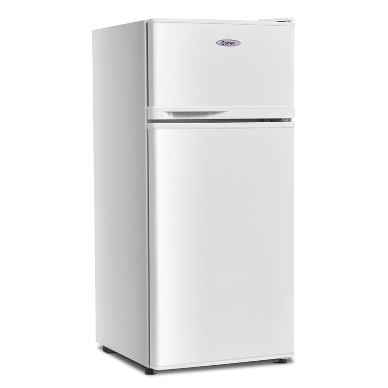 2 Door Compact Refrigerator 3.4 cu. ft. Cold-rolled Sheet Mini Fridge with Freezer & Adjustable Removable Glass Shelves