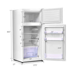 2 Door Compact Refrigerator 3.4 cu. ft. Cold-rolled Sheet Mini Fridge with Freezer & Adjustable Removable Glass Shelves