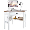 Corner Desk Triangle Computer Desk Laptop Writing Table Workstation Vanity Desk with Drawers & Storage Shelves