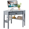 Corner Desk Triangle Computer Desk Laptop Writing Table Workstation Vanity Desk with Drawers & Storage Shelves