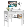 Corner Desk Triangle Computer Desk Laptop Writing Table Workstation Vanity Desk with Drawers & Storage Shelves