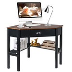 Corner Desk Triangle Computer Desk Laptop Writing Table Workstation Vanity Desk with Drawers & Storage Shelves