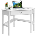 Corner Desk Triangle Computer Desk Laptop Writing Table Workstation Vanity Desk with Drawers & Storage Shelves