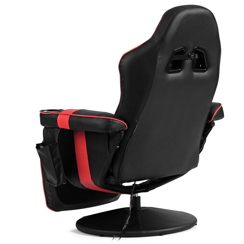 Gaming Recliner Massage Gaming Chair Ergonomic Leather Single Sofa Reclining Gaming Chair with Adjustable Backrest & Footrest