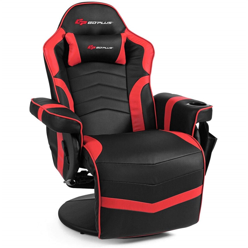 Gaming Recliner Massage Gaming Chair Ergonomic Leather Single Sofa Reclining Gaming Chair with Adjustable Backrest & Footrest