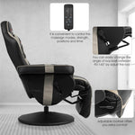 Gaming Recliner Massage Gaming Chair Ergonomic Leather Single Sofa Reclining Gaming Chair with Adjustable Backrest & Footrest