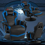 Gaming Recliner Massage Gaming Chair Ergonomic Leather Single Sofa Reclining Gaming Chair with Adjustable Backrest & Footrest