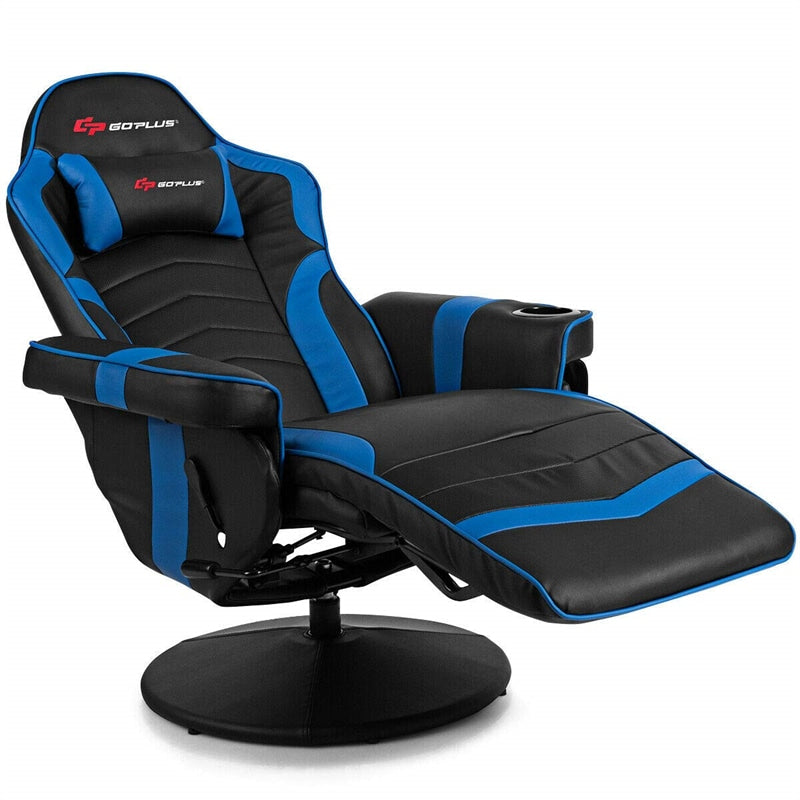 Gaming Recliner Massage Gaming Chair Ergonomic Leather Single Sofa Reclining Gaming Chair with Adjustable Backrest & Footrest