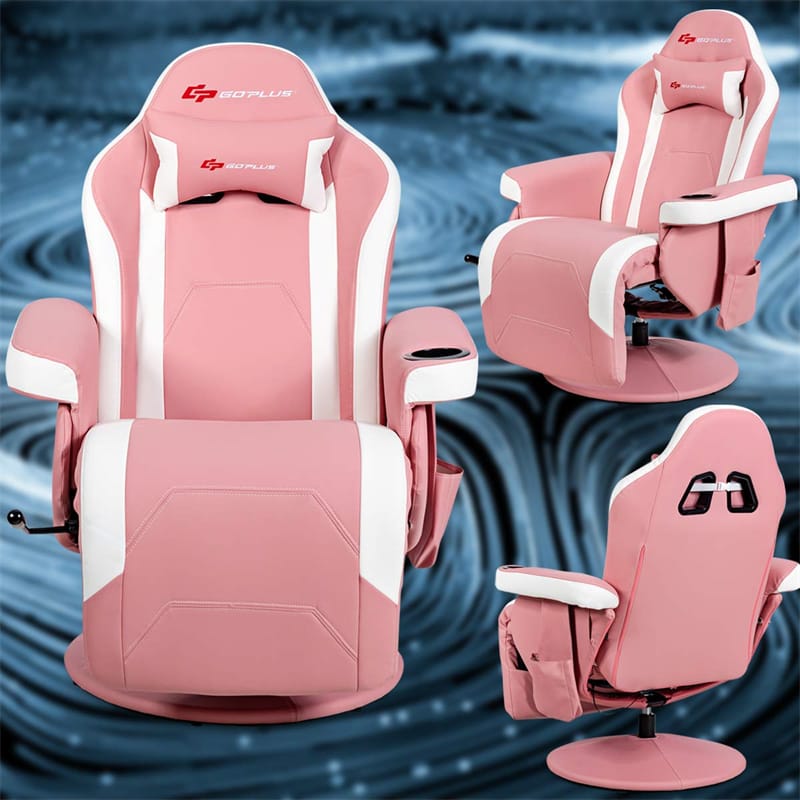 Gaming Recliner Massage Gaming Chair Ergonomic Leather Single Sofa Reclining Gaming Chair with Adjustable Backrest & Footrest