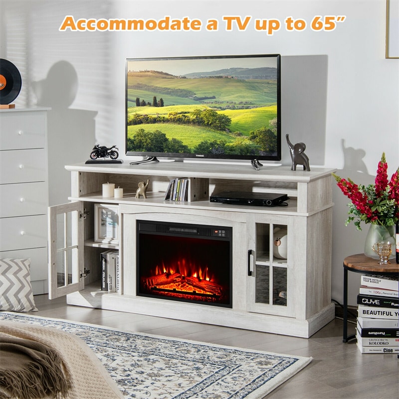 58" Electric Fireplace TV Stand for TVs up to 65", Modern Media Console with 23" Fireplace Insert & Remote Control