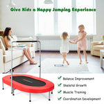 Foldable Oval Trampoline for Kids & Adults, Indoor Double Mini Fitness Trampoline Rebounder with Adjustable Handrail & Non-Slip Pads, Max 330lbs